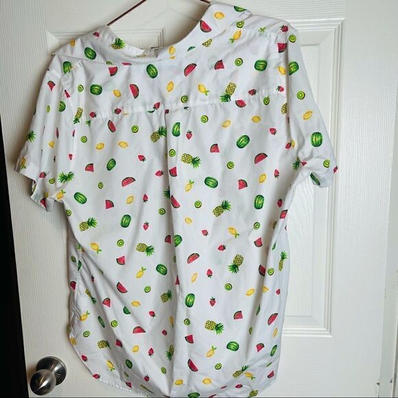 EUC Land’s End White Fruits Printed Button Down Shirt 16 - Picture 5 of 6